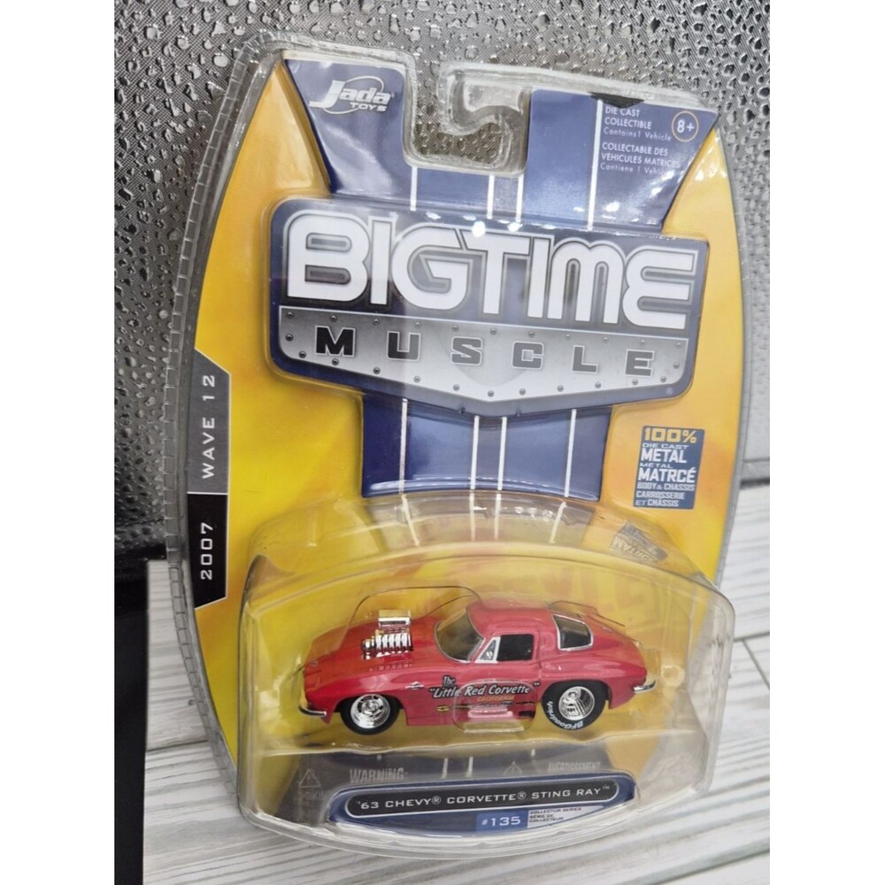 Vintage 1963 Corvette Stingray Jada Toys 1:64 Diecast Car Bigtime Muscle Red
